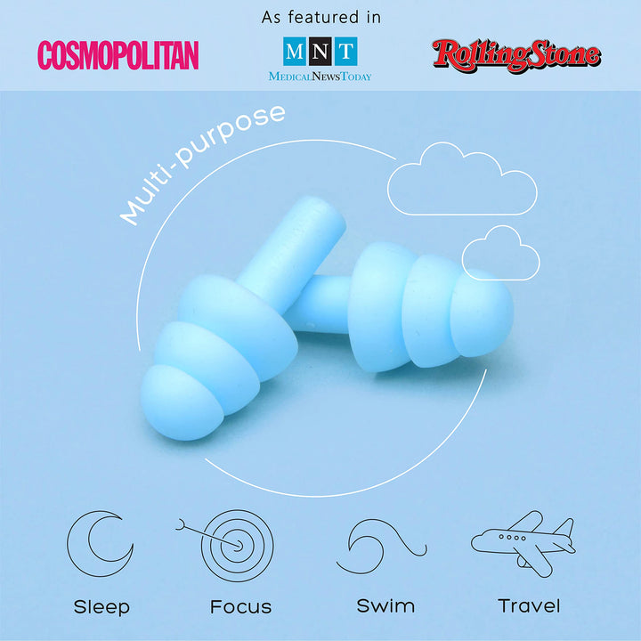 Reusable Silicone Ear Plugs - ANBOW Waterproof Hypoalle