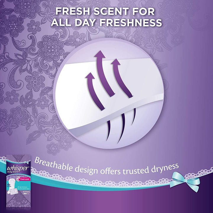 WHISPER DAILY LINER , 40 NORMAL PADS, FOR NON PERIOD DA