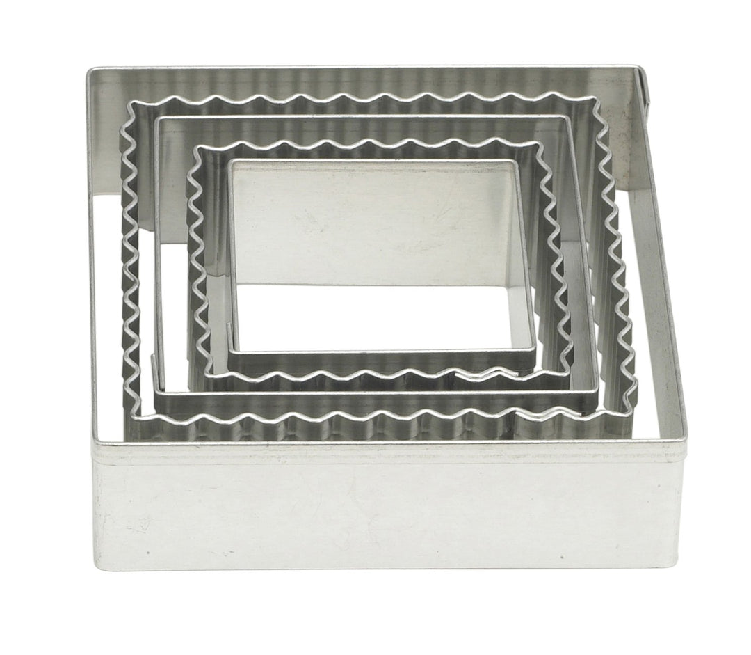 Mrs. Anderson&#39;s Baking Cookie and Fondant Cutters, Graduated Crinkle Squares, 5-Piece Set with Storage Tin