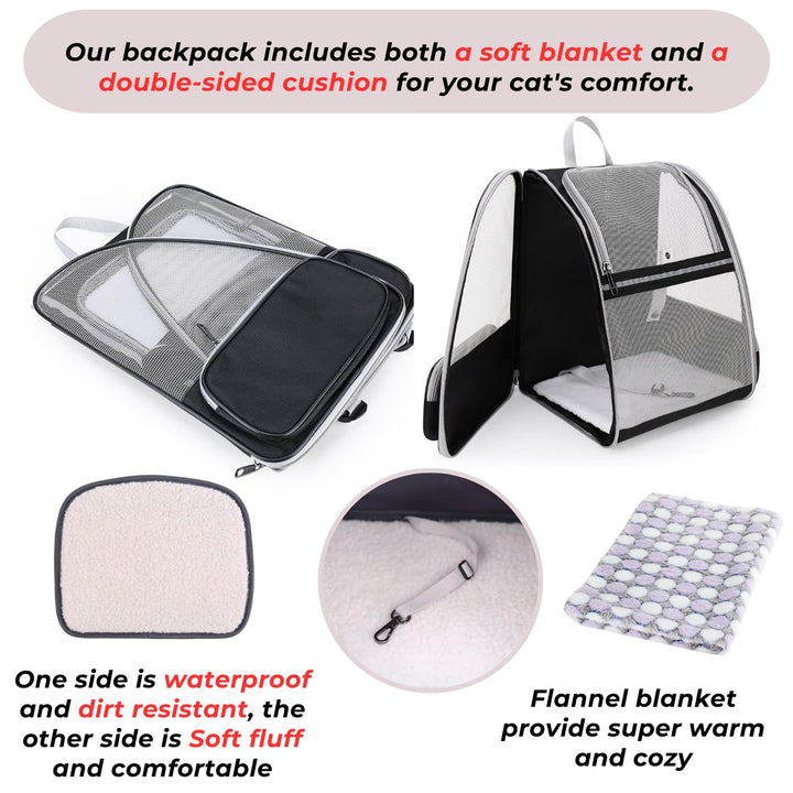 Lollimeow Cat Backpack Carrier, Ideal for Small Animals &amp; Puppies, Outdoor Adventures, Vet Transport. Fully Ventilated Design for Ultimate Comfort On-The-Go