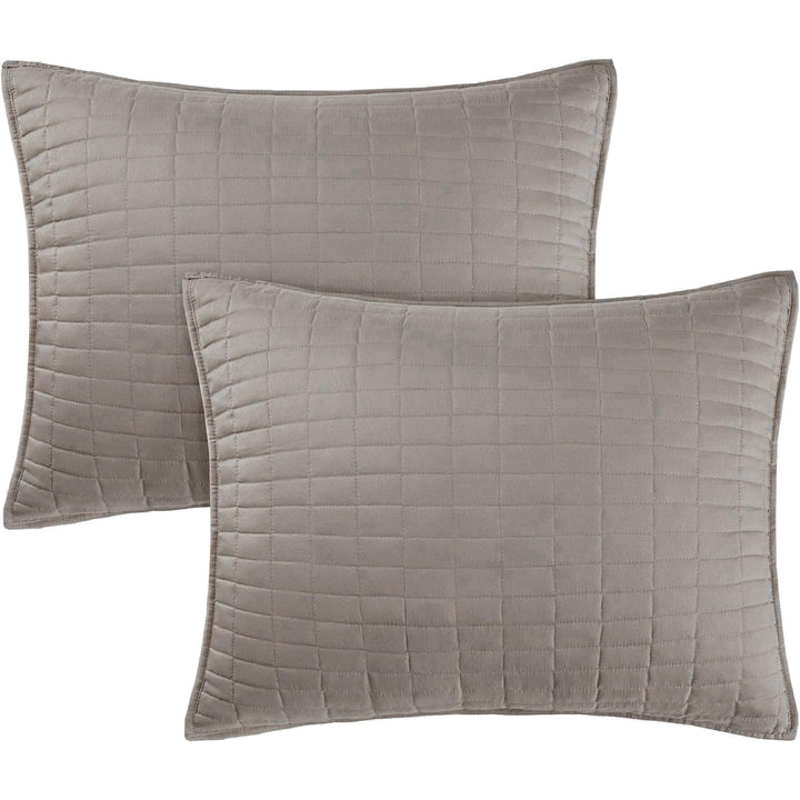 King Quilt-All Season Bedding, Taupe Bedspread With Double Sided Stitching Design, Soft Summer Blanket Matching Shams Coverlet Kienna Collection (120x118) 3 Piece