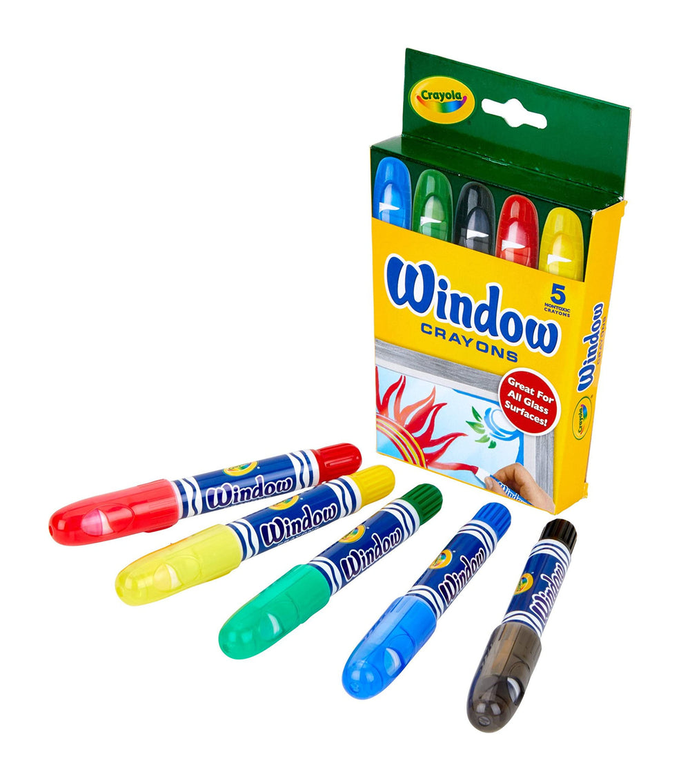 Washable Window Crayons, Glass and Window Art Supplies, Assorted Colors, 5 Count, Gift for Boys & Girls