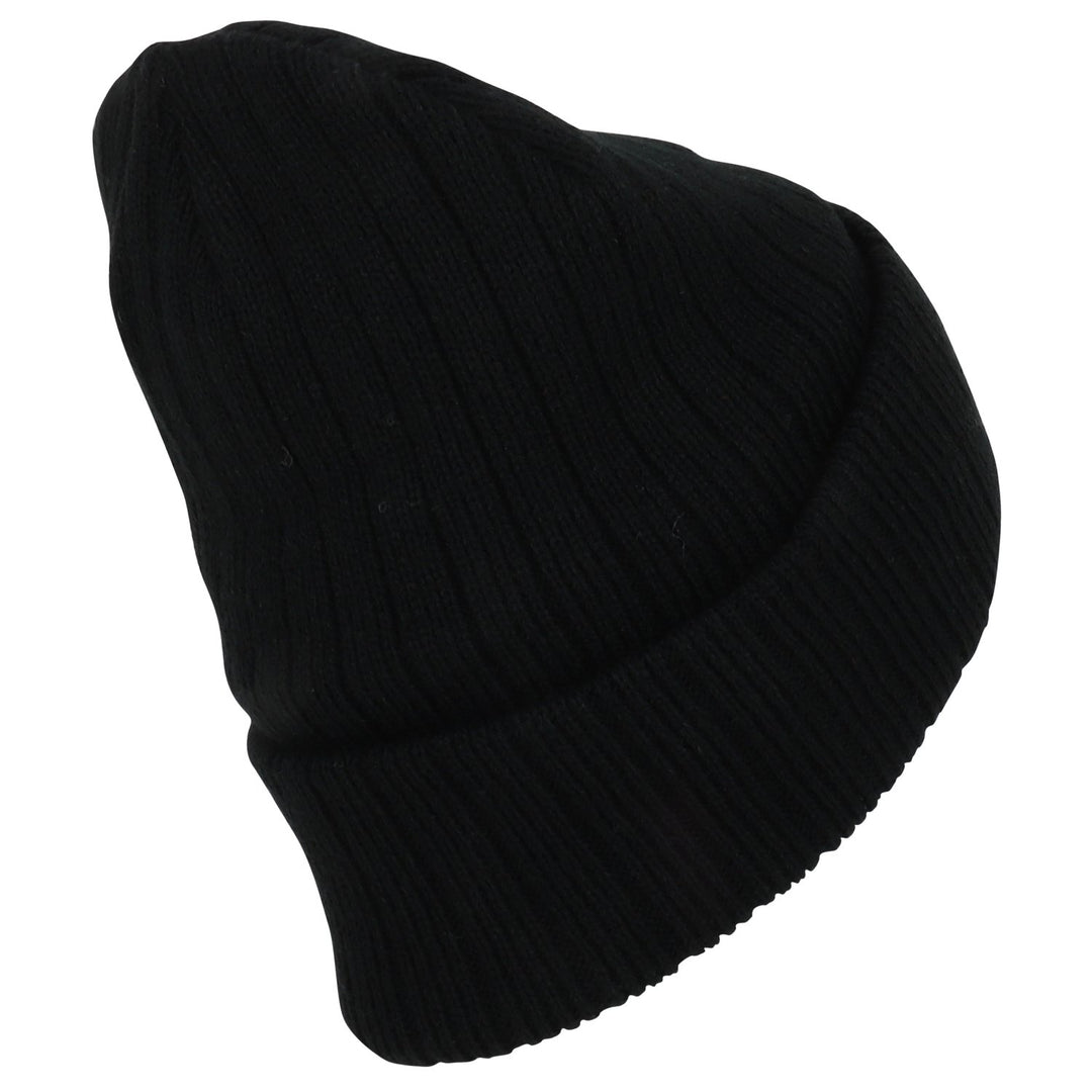 3M Thinsulate Insulation Fleece Lined Long Cuff Ribbed Beanie - Brown