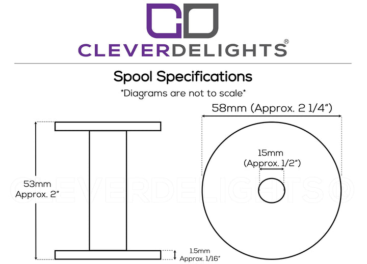 CleverDelights 2 White Plastic Spools - 16 Pack - Empty