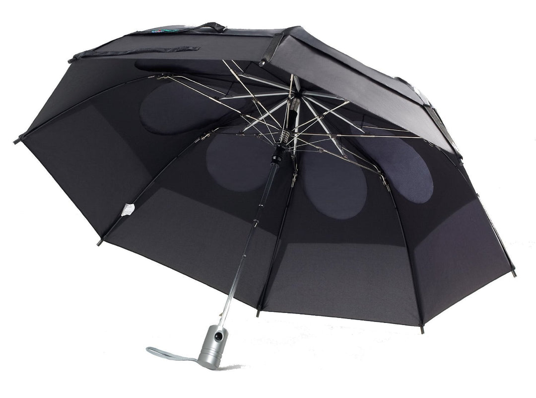 Metro 43 Automatic Black Umbrella with Hardened Steel Shaft, Dual Canopy, and Limited