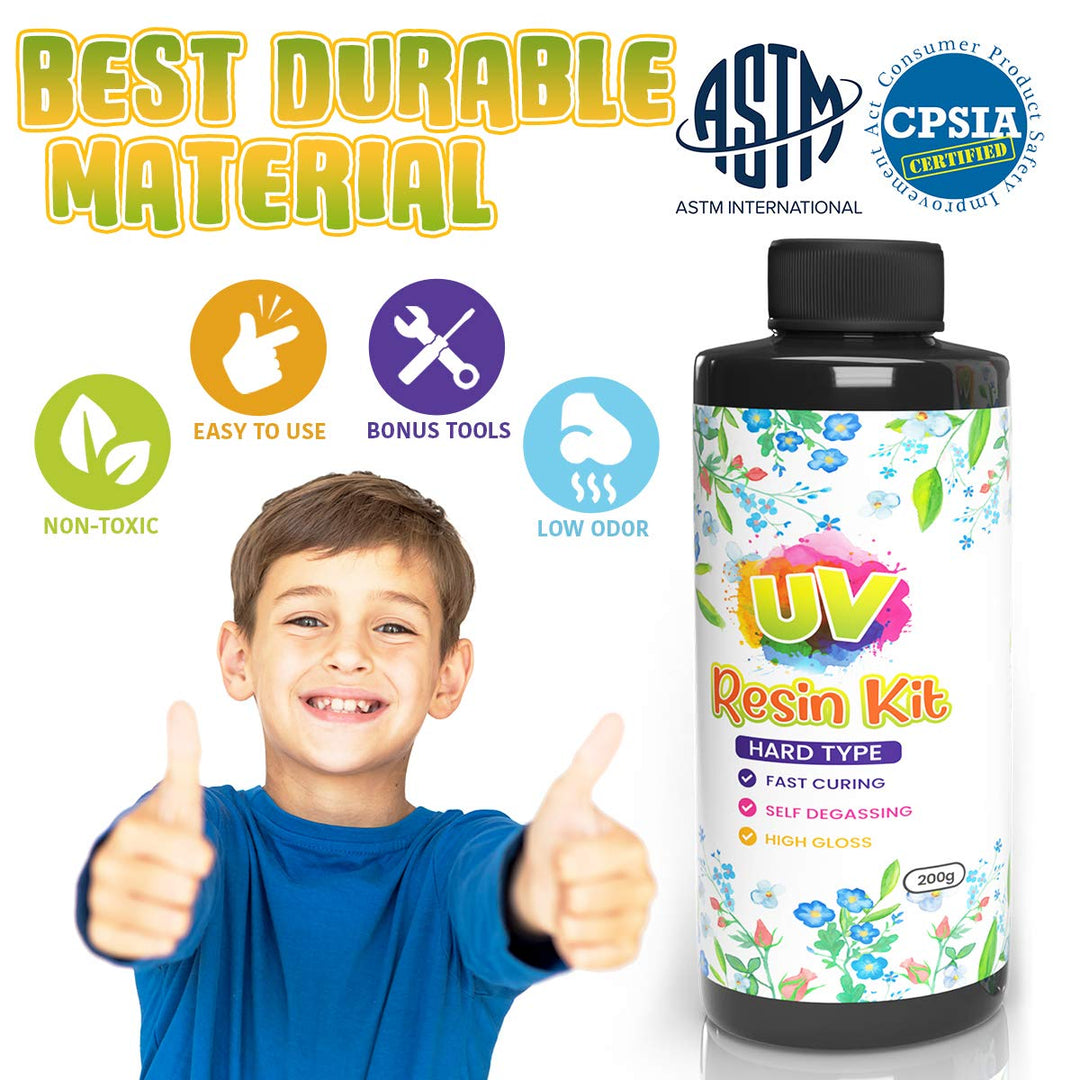 UV Resin with 4 Silicon Cups - Crystal Clear Epoxy Resin for Crafts, Resin Supplies for Art Decorations, Earrings, Necklace &amp; Jewelry Making (200g)