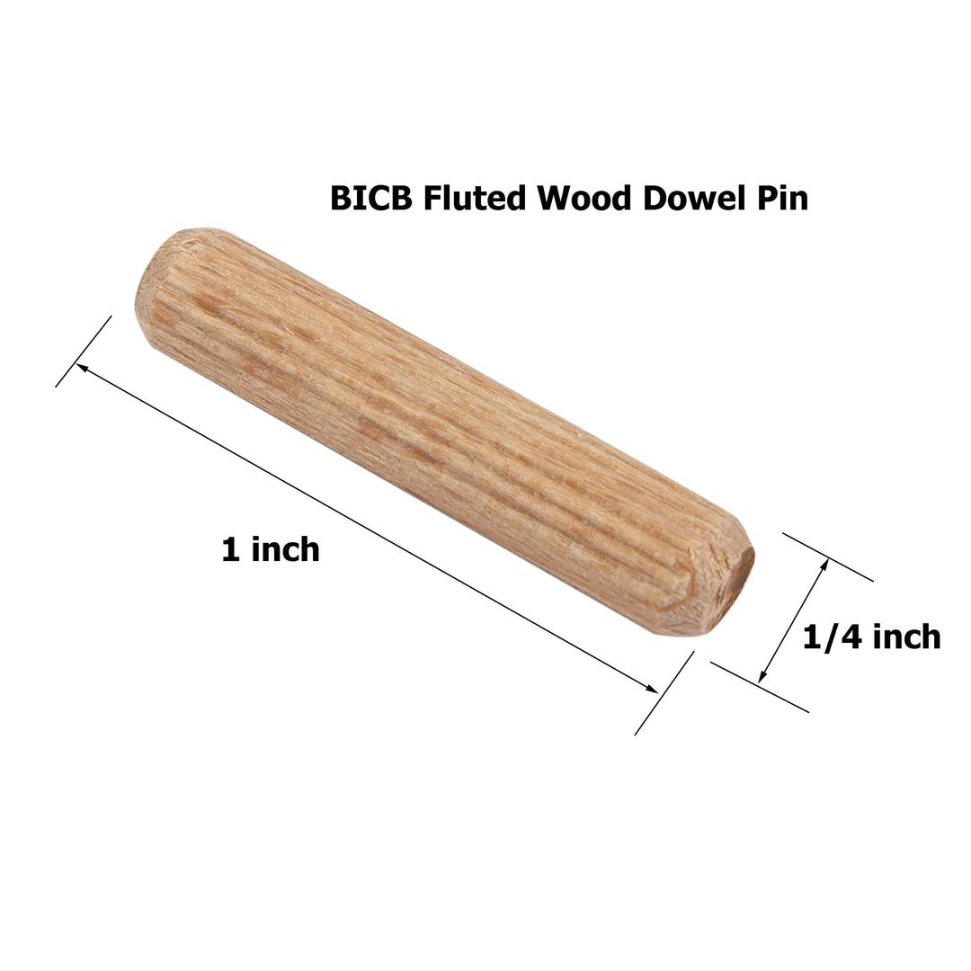 Fluted Wood Kiln Dowel Pins, 1/4 x 1- 100 Pieces, Made of Beechwood