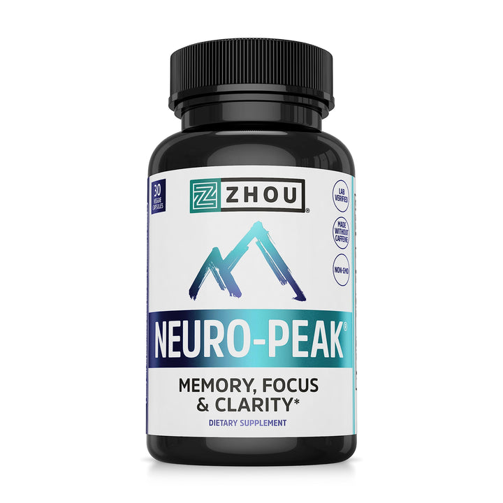 Zhou Neuro-Peak - Brain Supplements for Memory and Focus, Nootropic for Men &amp; Women, Brain Support Pill for Adults, Brain Vitamins - 30 Veggie Capsules (Pack of 1)