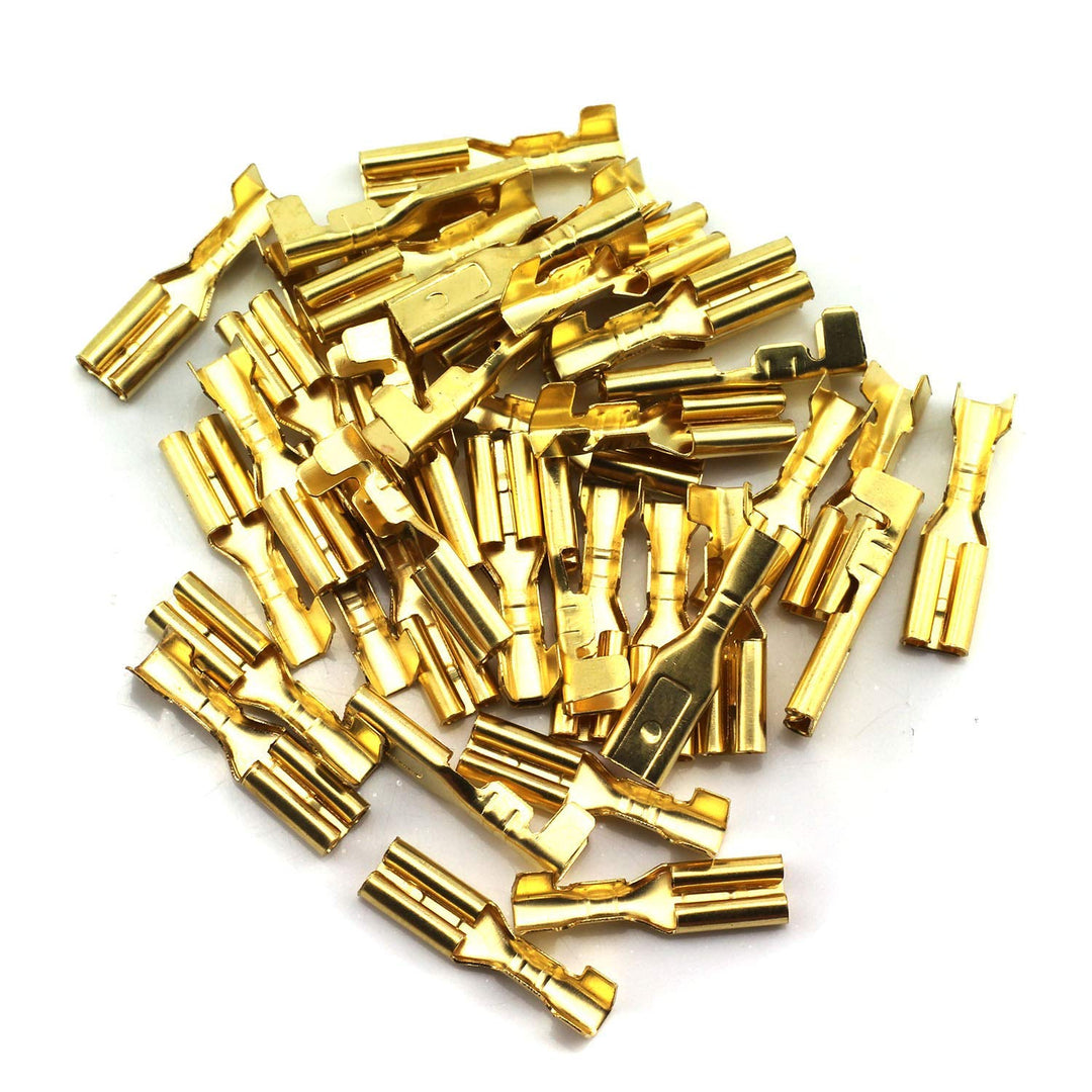 MEETOOT 100pcs 2.8mm Gold Female Spade Crimp Terminal w