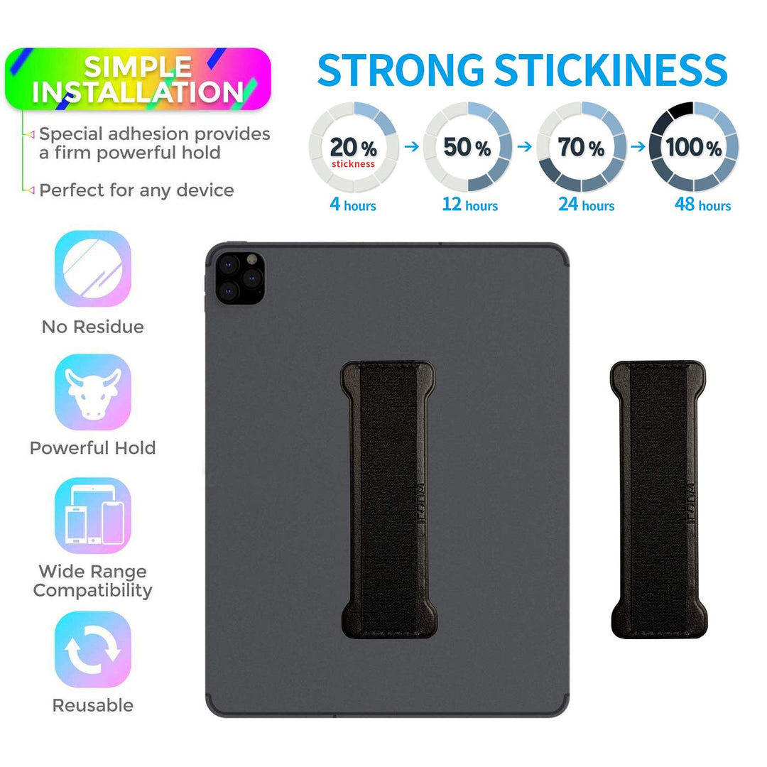 Finger Grip for Tablets -Universal Tablet Hand Strap Holder- iPad Hand Holder Strap Grip for eReaders Fire Tablet - Kindle/Kobo/Voyaga/Lenovo/Sony Kindle E-Book Tablet(Black)