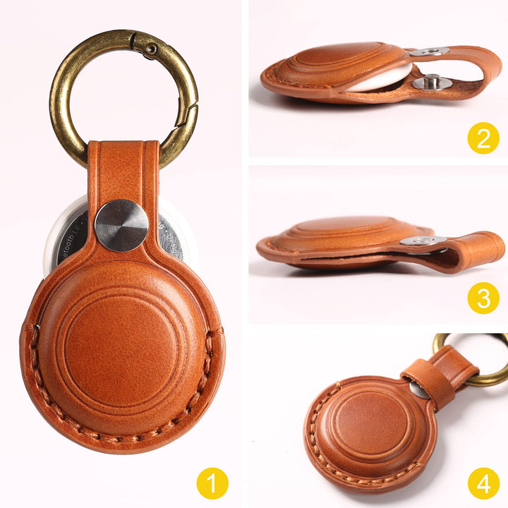 KEEPXYZ Genuine Leather Airtag Holder Suitable for Appl