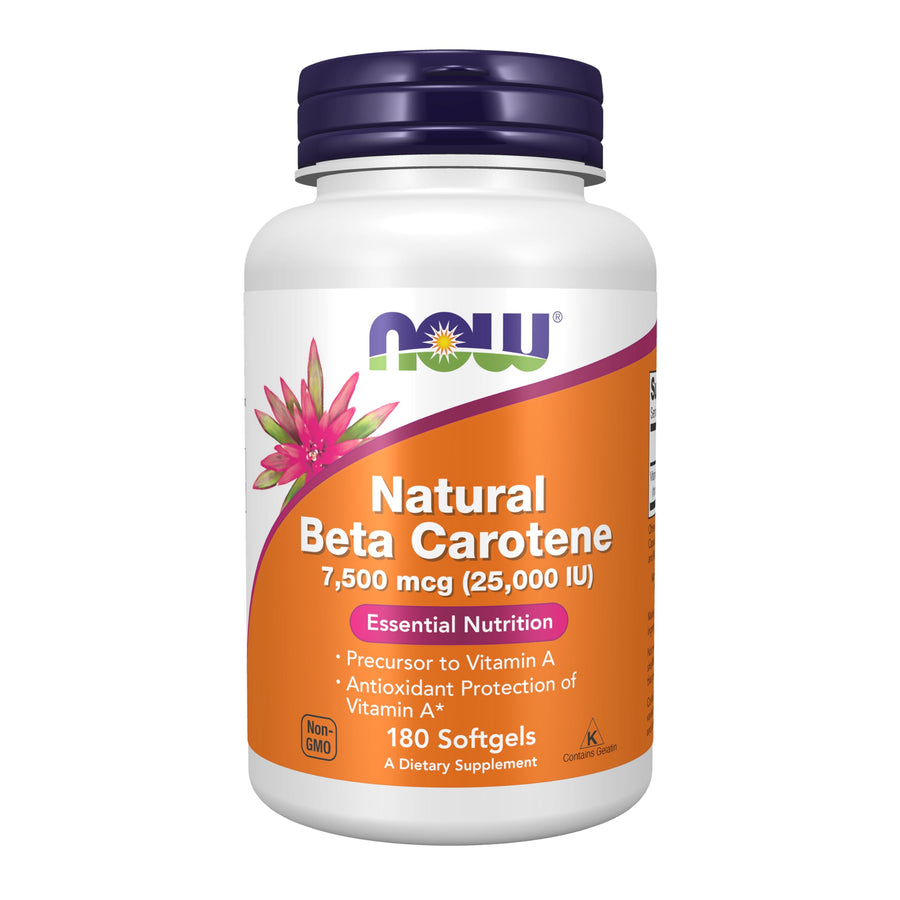 Supplements, Natural Beta Carotene 25,000 IU, Essential Nutrition, 180 Softgels