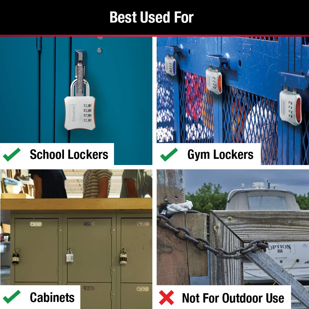 Resettable Combination Locker Lock, Lock for Gym and School Lockers, Colors May Vary, 653D