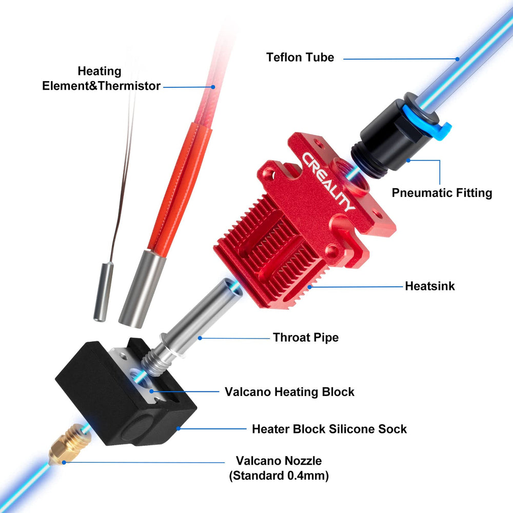 Creality CR6 SE 3D Printer Hotend Extruder Kit, Assembled Aluminium Alloy Hot End Kit with PTFE Tube, Heat Block, 0.4mm Nozzle and Silicone Sock for CR6 SE 3D Printer