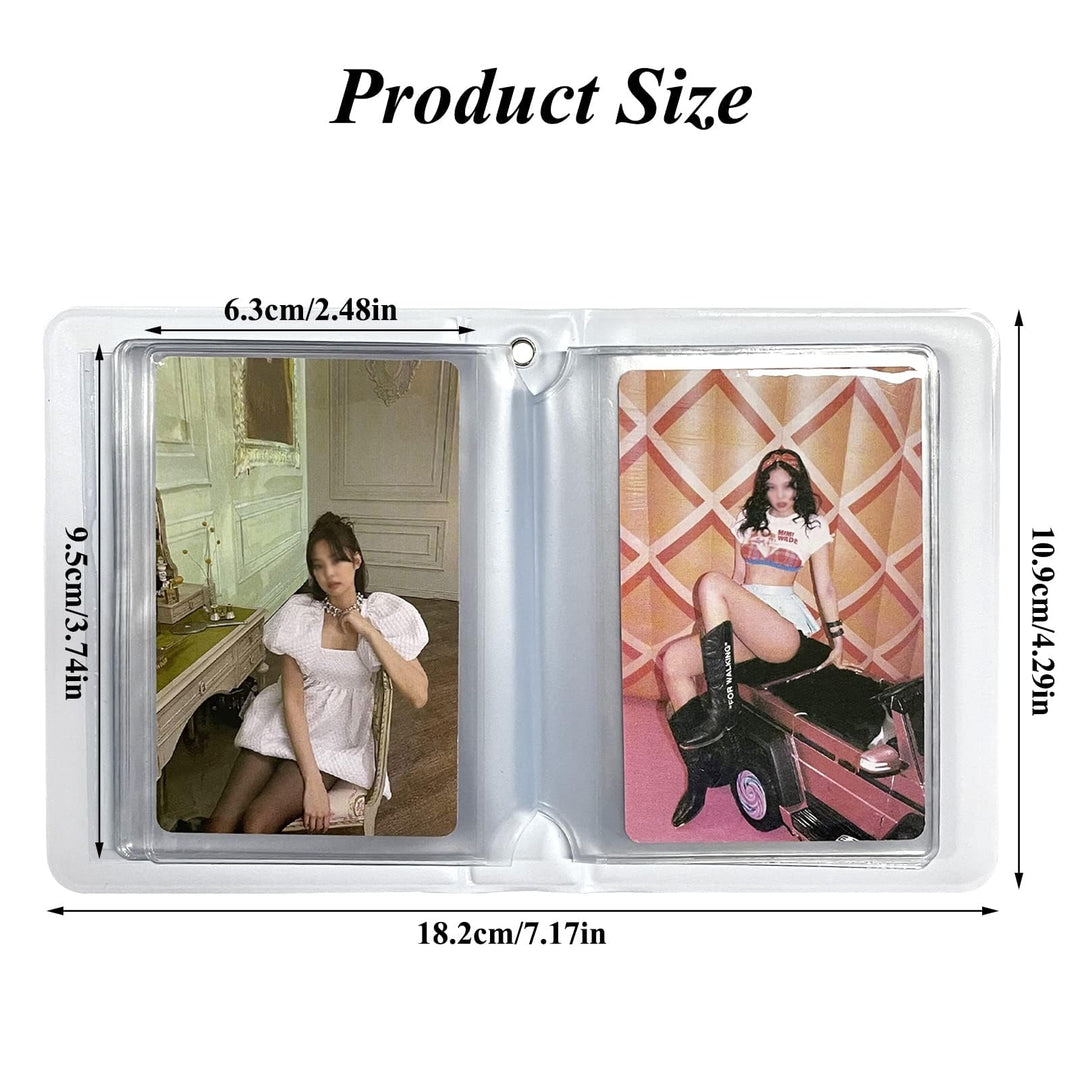 3 Inch Mini Photo Album, Heart Hollow Card Binder Photo Album Photo Card Holder with Pendant 40 Pockets (blue strawberry)