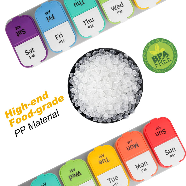 Weekly Pill Organizer, Extra Large AM/PM Pill Box, 7 Day Pill Case 2 Times a day with 14 Compartments for Medication/Fish Oils/Vitamins/Supplements