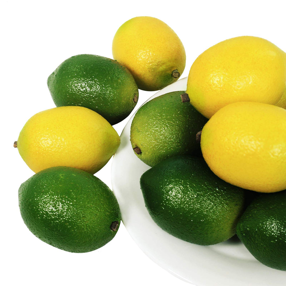 28 Pcs Fake Lemon Artificial Fruits Vivid Green and Yellow Lemon Mixed Set Lifelike Simulation Fruit for Home House Kitchen Party Decoration