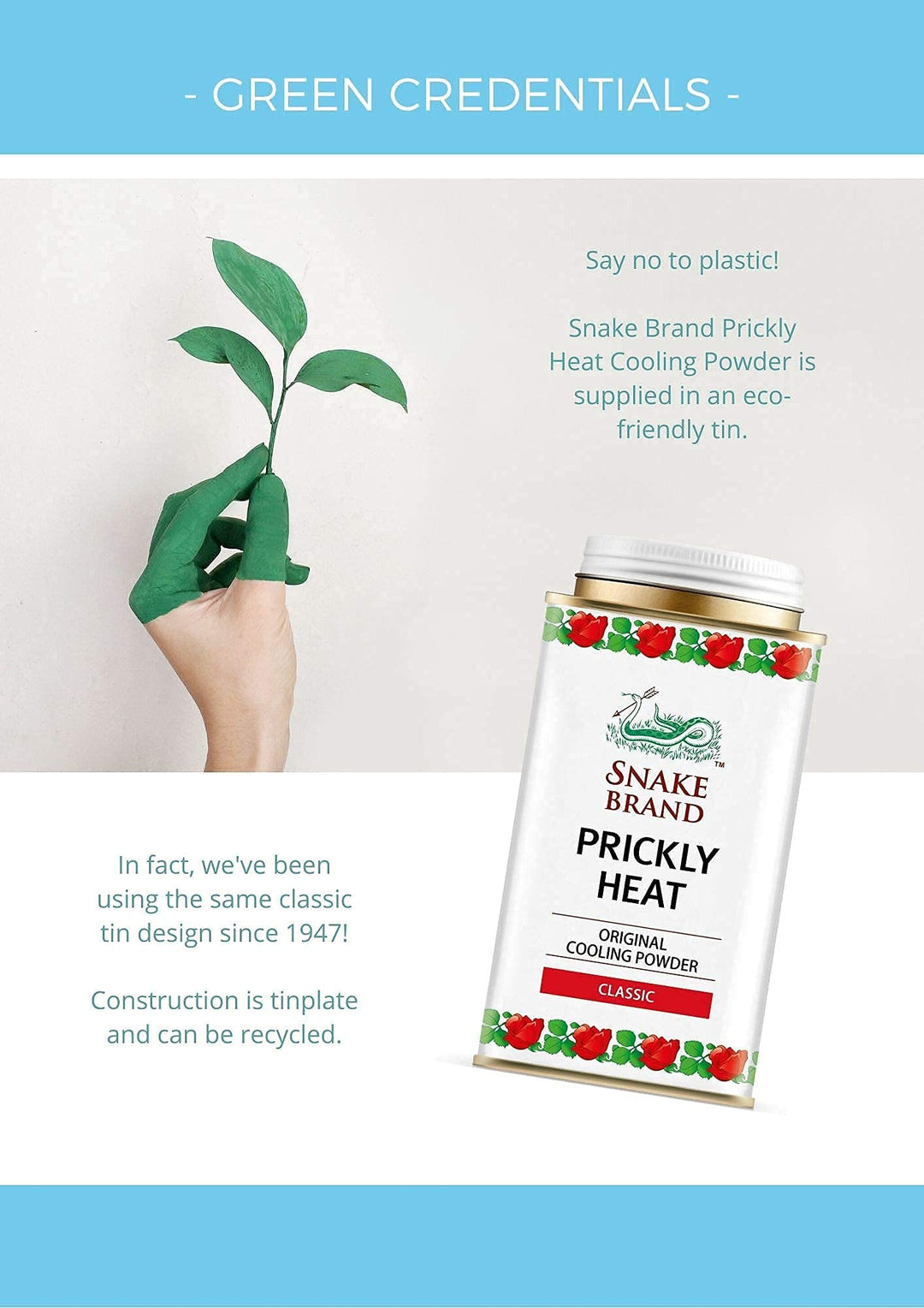 Snake Brand Prickly Heat Cooling Talcum Powder | For He