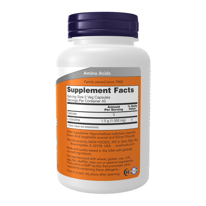 NOW Foods Supplements, L-Citrulline 750 mg, Supports Pr