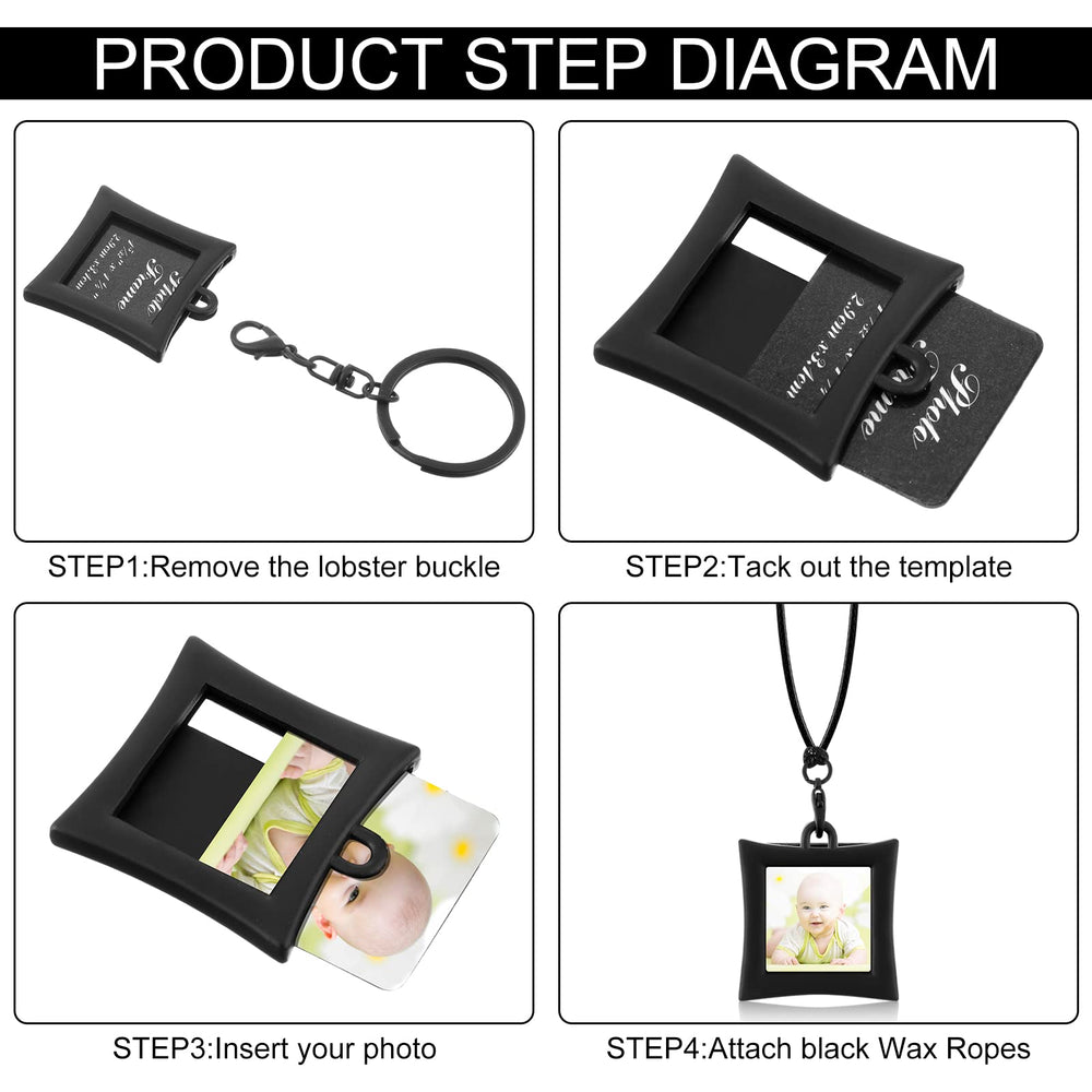 4 Pcs Car Rearview Mirror Hanging Ornament Picture Photo Keychain Frame Metal Locket with 4 Pcs Wax Rope