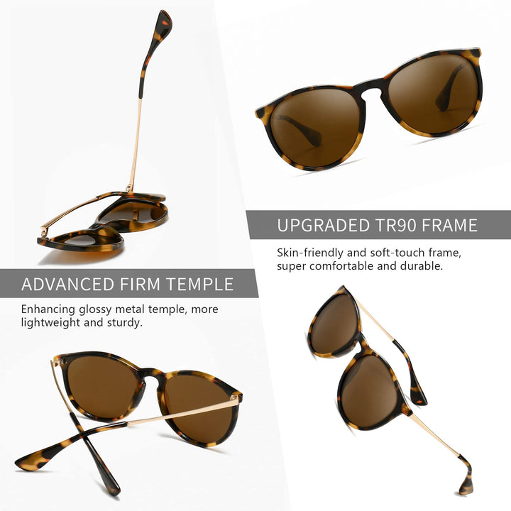 SUNGAIT Vintage Round Sunglasses for Women Men Classic 