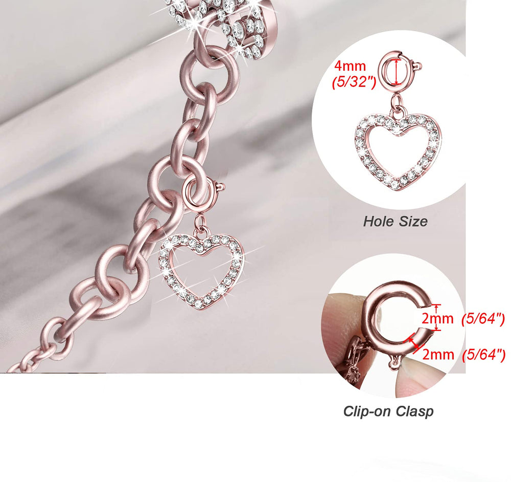 Charms for Women's Bracelets, Heart/Rose Gold