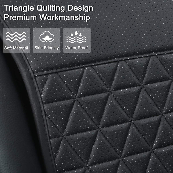 1 Pair Luxury PU Car Seat Covers Protectors for Front Seats, Triangle Pattern, Compatible with 95% Cars (Sedan/SUV/Pickup/Van) - Black