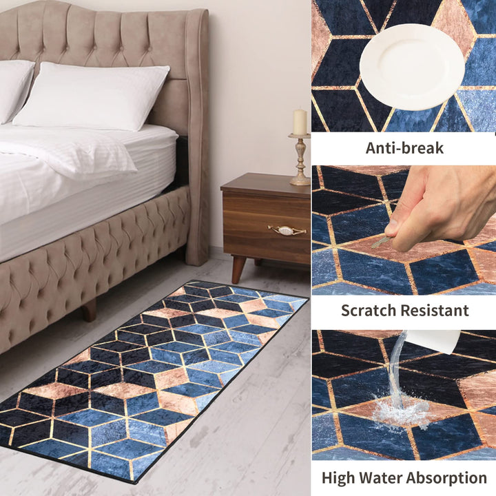 Kitchen Rugs Kitchen Mat Set of 2 Kitchen Rug Non-Slip Kitchen Rugs and Mats 47.3x17.3/31.5x17.3 Inch Floor Mat Doormat Runner Rug for Kitchen, Laundry, Living Room, Bedroom, Bathroom, Front Door