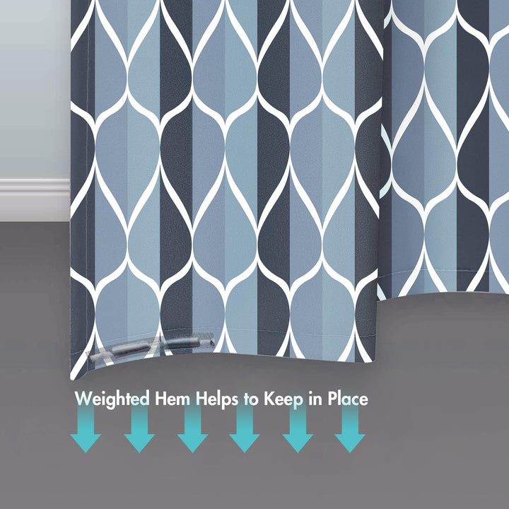 Aegean Blue Fabric Bath Shower Curtain,Waterproof Design and Polyester,Quick-Drying,Heavy Weight,Extra Long Cloth Shower Curtain Set for Bathroom W 72 x H 84,Machine Washable with 12 Hooks