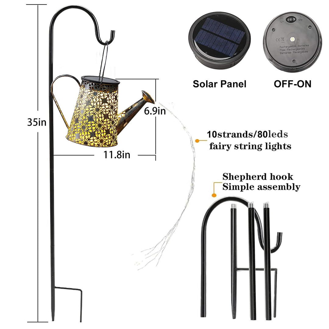 VOOKRY Solar Watering Can Lights, Large Retro Metal Hanging Lanterns Solar Lights Outdoor Waterproof, Garden Decor Yard Art for Porch Landscape Patio Gardening Gifts for Mom Grandma Women Birthday