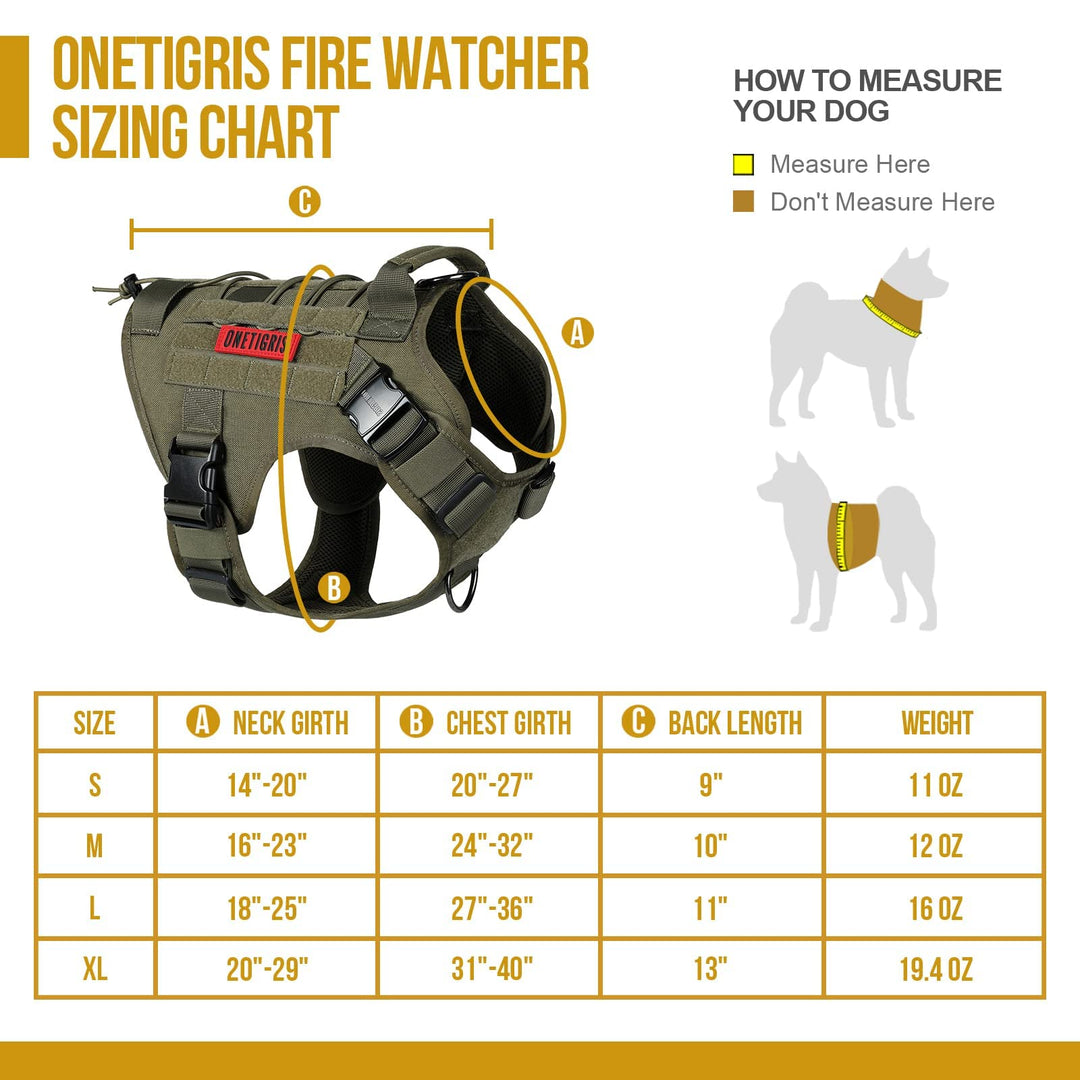 Tactical Dog Harness Vest with Handle, Military Dog Harness for Large Medium Dogs,FIRE Watcher 2.0 No-Pull Service Dog Vest,Adjustable Dog Vest Harness for Walking Hiking Training(L,Green)