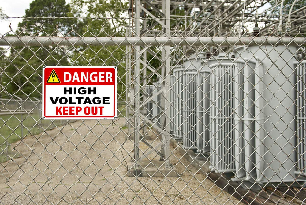 Danger High Voltage Sign Keep Out Sign 10x14 Aluminum Durable/Weatherproof Up to 7 Years Outdoor (4 Pack)