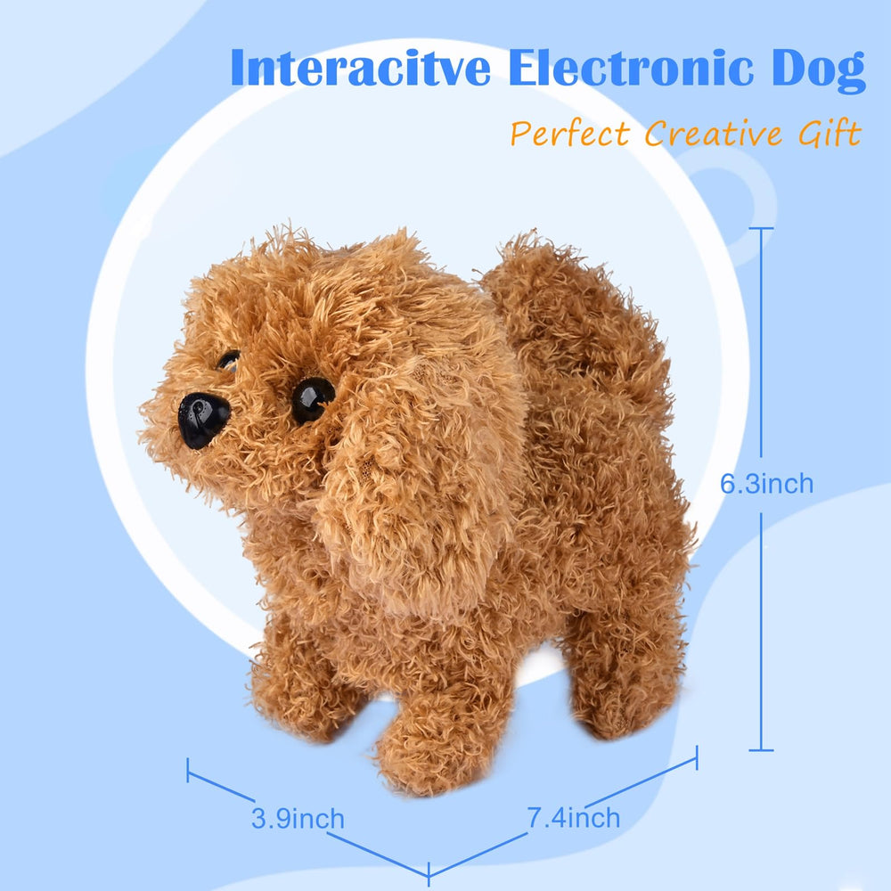Plush Teddy Toy Puppy Electronic Interactive Pet Dog - Walking, Barking, Tail Wagging, Stretching Companion Animal for Kids Children (Teddy Dog)