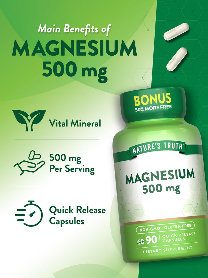 Nature&#39;s Truth Magnesium Oxide 500mg Capsules |