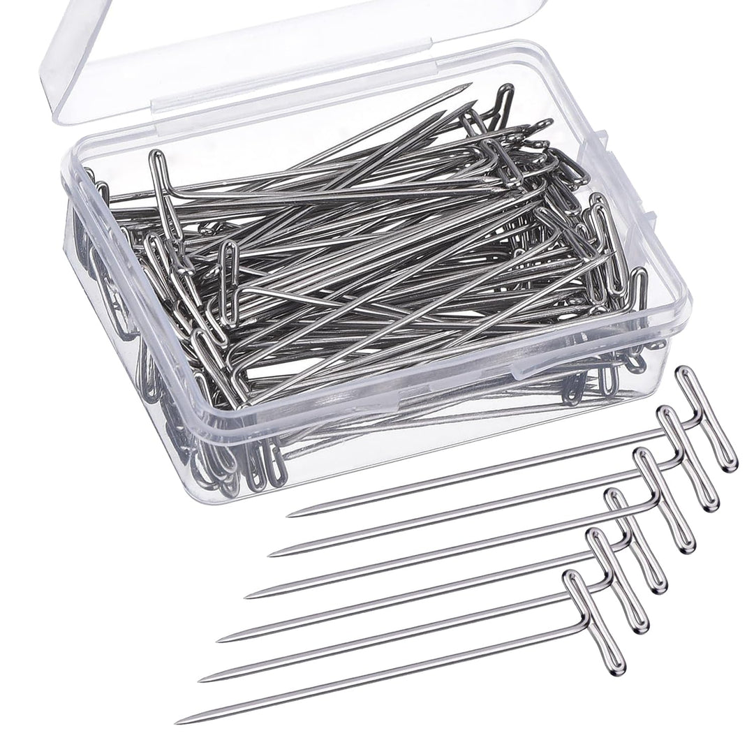 Teekia 100 Pieces Stainless Steel Wig T-Pins, 53mm/2 in