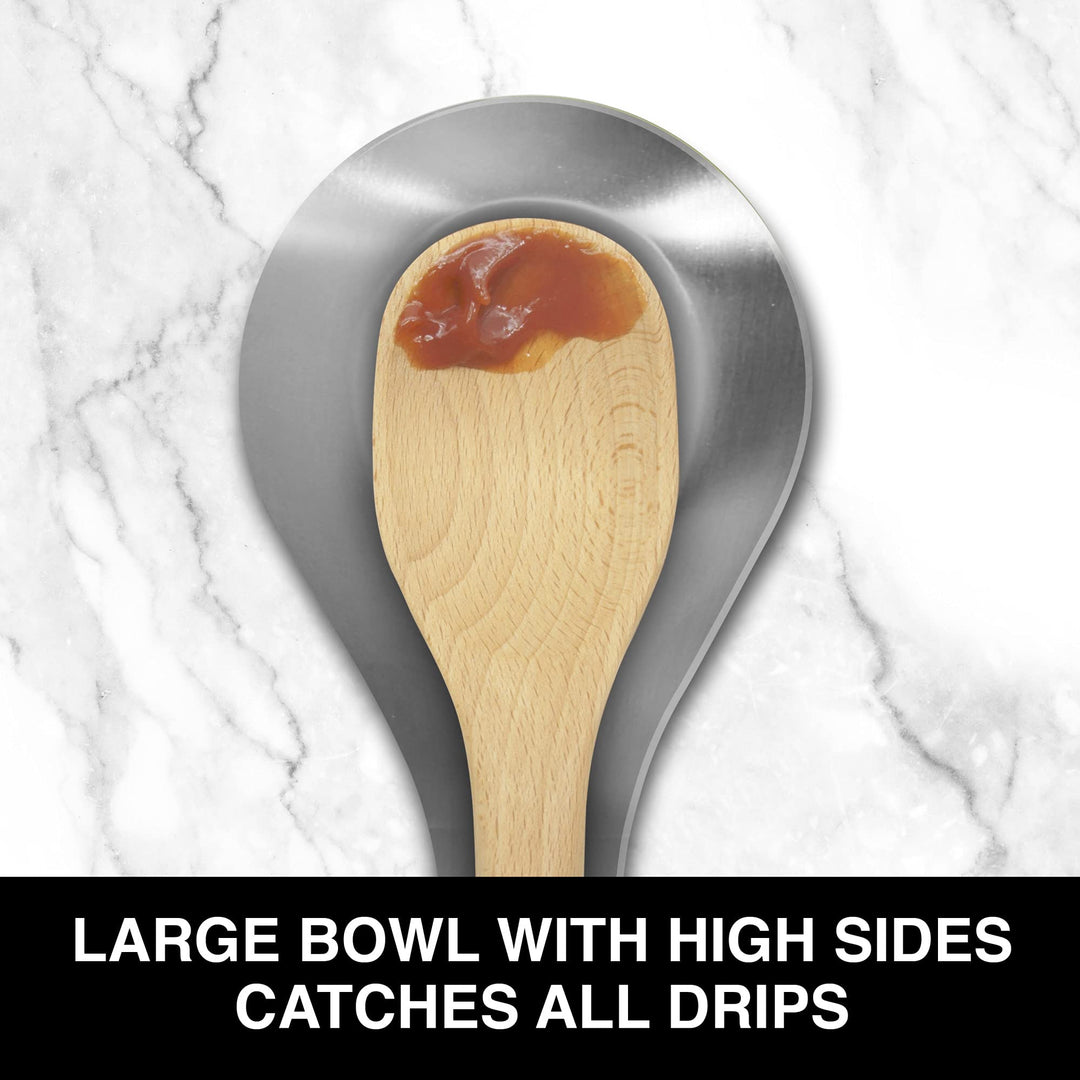 OGGI Stainless Steel Spoon Rest- Long Handle Holds Kitchen Utensils in Place, Great Spoon Rest for Kitchen Counter, Stove Top, or Coffee Station; Kitchen Accessories, Utensil Rest, Stainless