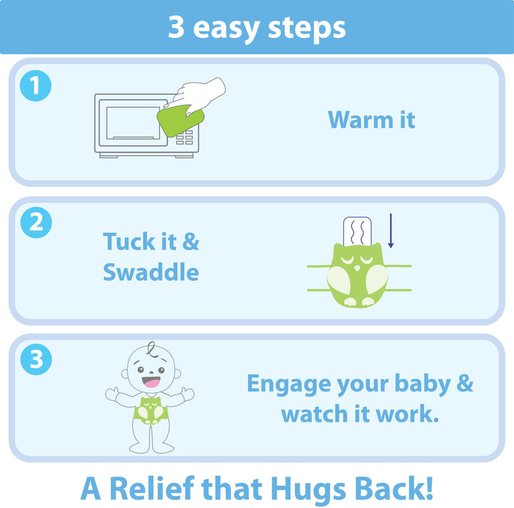 Baby Colic, Gas and Upset Stomach Relief, Baby Heated Tummy Wrap for Newborns - Belly Hugger - Infant Swaddling Belly Belt, Heating Pad with Soothing Warmth for Fussy Infants (Grey-White)