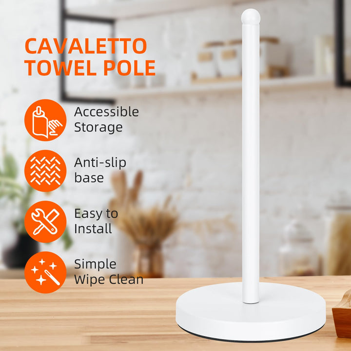 Black Paper Towel Holder Countertop, Heavy Duty Steady Weighted Towel Roll Stand Organizer for Kitchen Bathroom (A076)