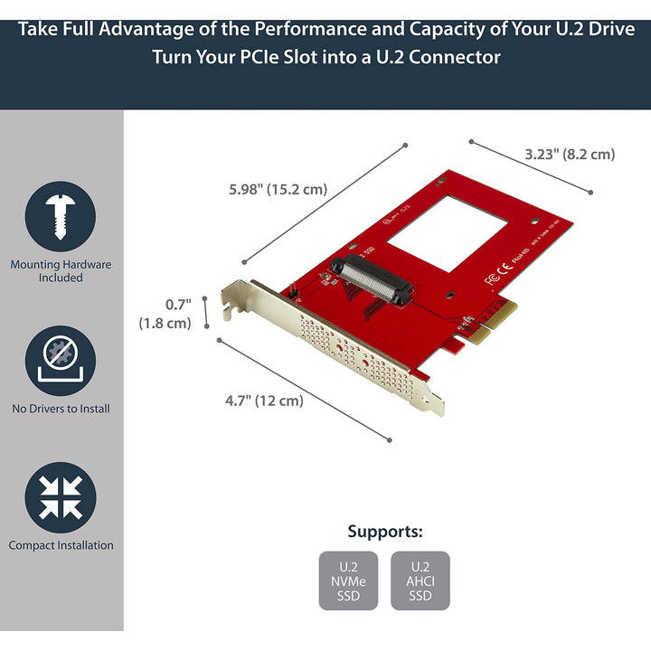 U.2 to PCIe Adapter - x4 PCIe - For 2.5 U.2 NVMe SSD - SFF-8639 PCIe Adapter - U.2 SSD - PCIe SSD - U.2 drive (PEX4SFF8639)