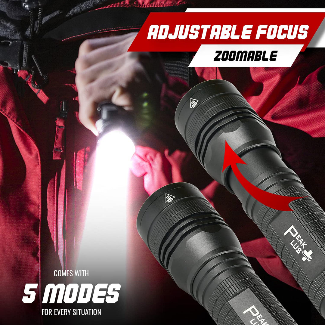 High Powered LED Flashlight LFX2000, Brightest High Lumen Light with 5 Modes, Zoomable and Water Resistant, Best Flashlights for Camping, Dog Walking and Emergency