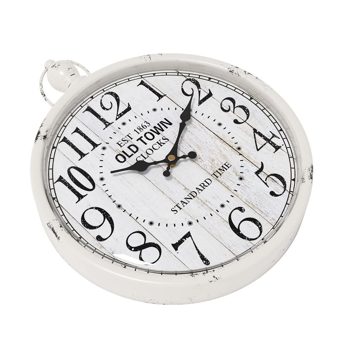 Menterry Retro Round Wall Clock. White Vintage Antique 