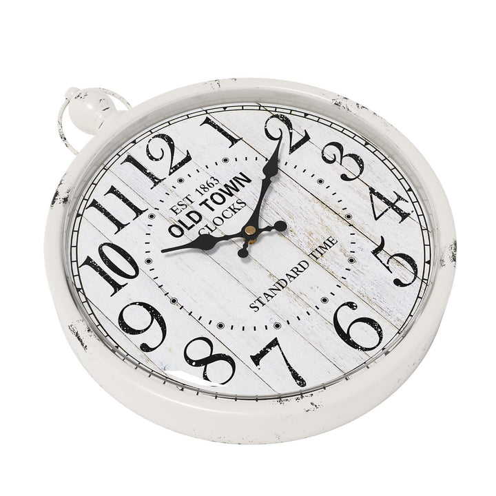 Menterry Retro Round Wall Clock. White Vintage Antique 