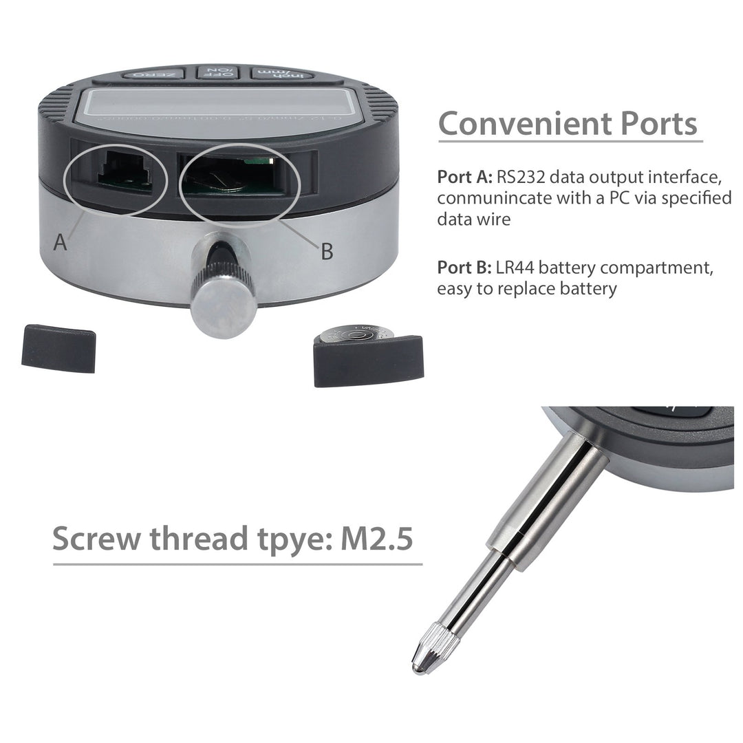 DTI Digital Dial Indicator 0.5 inch/12.7mm, High Resolution: 0.00005 inch/ 0.001mm, Digital Probe Indicator Dial Test Gauge
