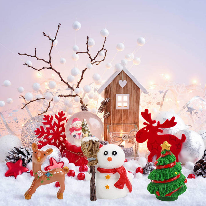 Christmas Miniature Figurines,30 Pcs Mini Crafts Resin Santa Claus Snowman Elk Ornaments Kit for DIY Christmas Fairy Garden and Snow Globes