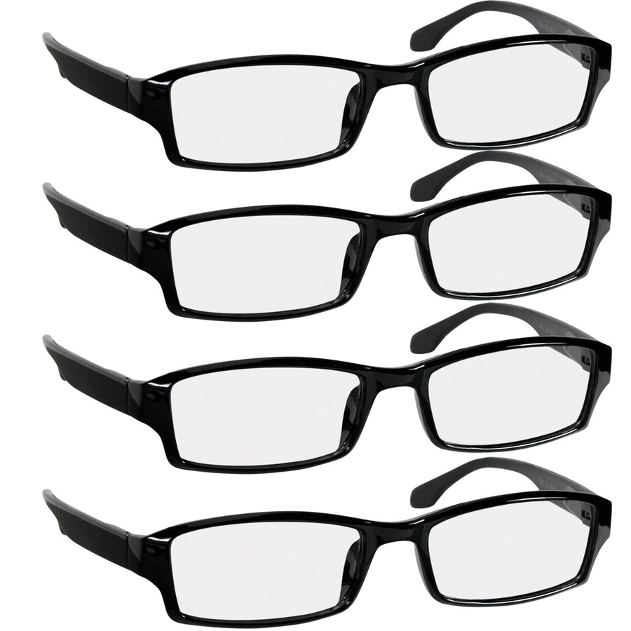 Reading Glasees 4.0 | 4 Pack Black | Readers for Men & Women Spring Arms & Dura-Tight Screws | Always Have a Stylish Look and Crystal Clear Vision When You Need It