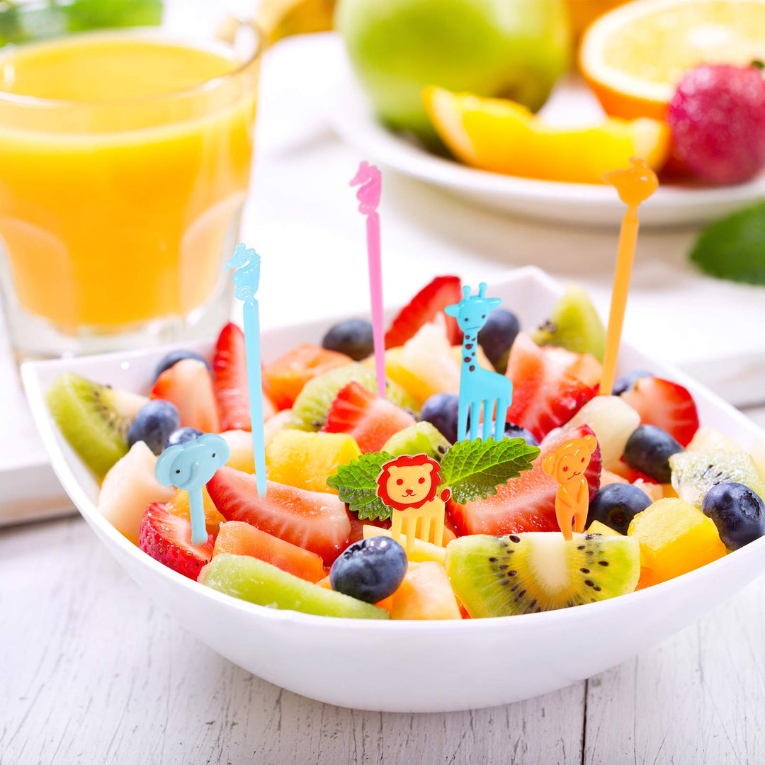 80 Pieces Animal Fruit Food Picks Lunch Bento Box Picks Cute Cartoon Toothpick Mini Cupcake Fork Picks for Back to School Classroom Cake Dessert Pastry Party Supply