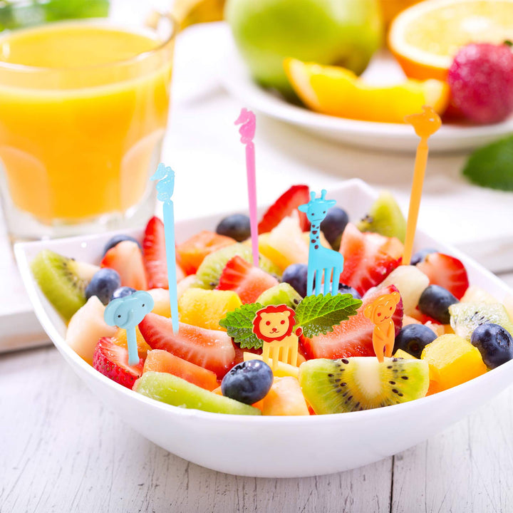 80 Pieces Animal Fruit Food Picks Lunch Bento Box Picks Cute Cartoon Toothpick Mini Cupcake Fork Picks for Back to School Classroom Cake Dessert Pastry Party Supply