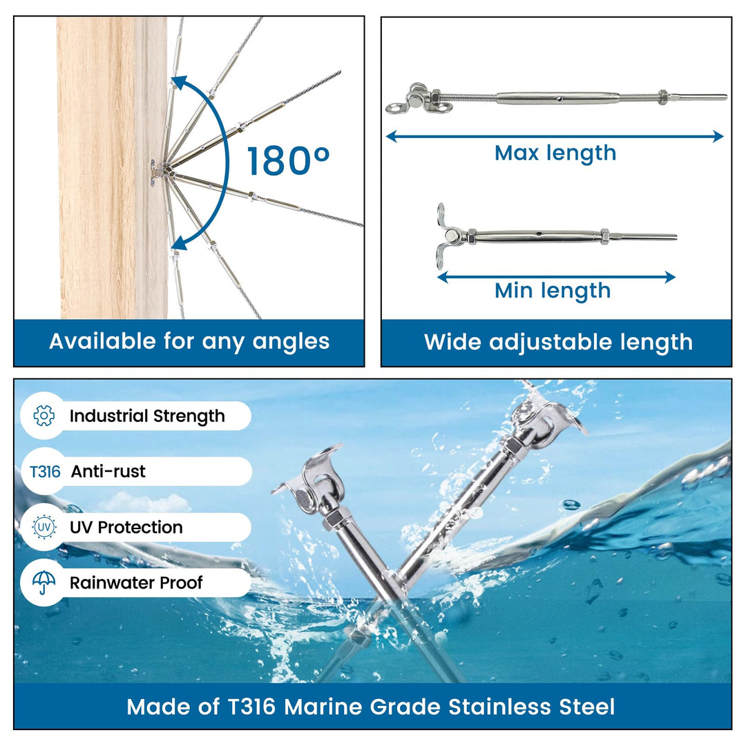 Muzata 20 Pairs Cable Railing Kit 1/8 Swage Toggle Turn