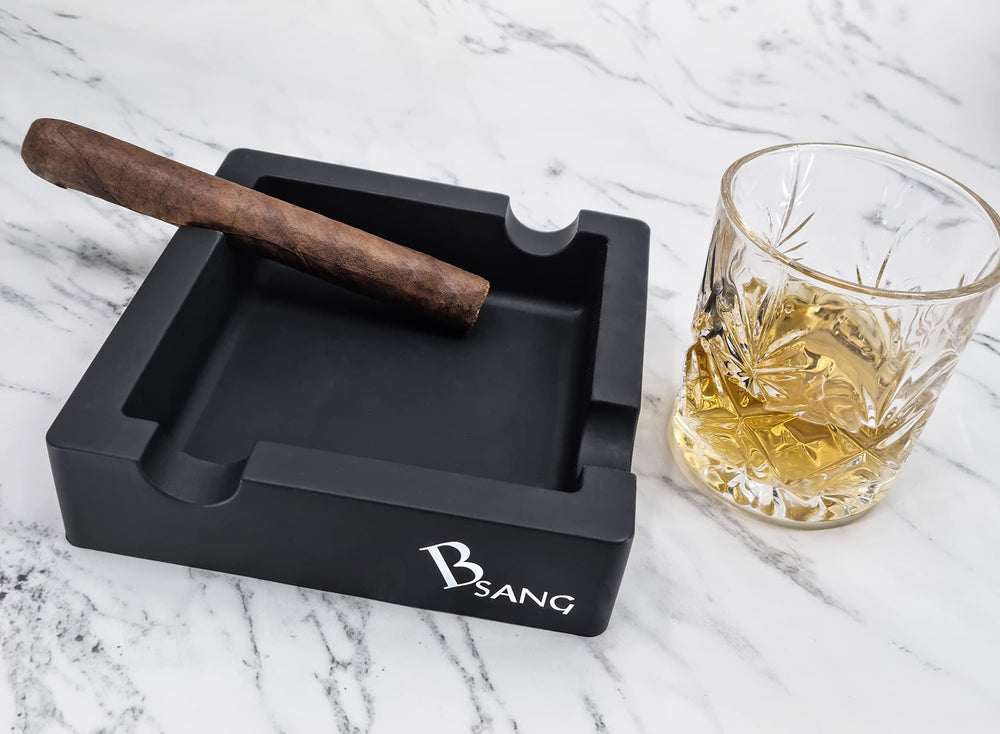 BSANG 6-Inch Large Black Silicone Cigar Bulk Ash tray, 