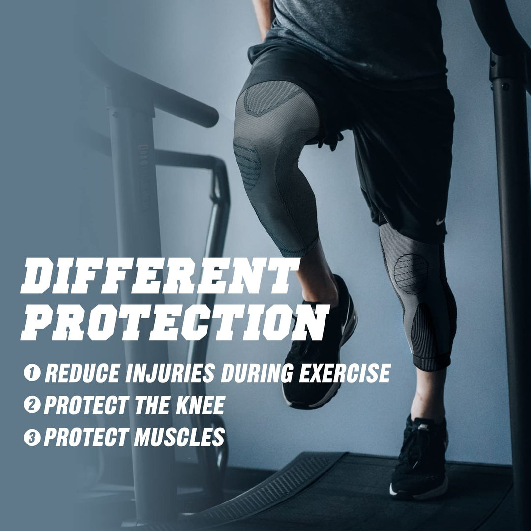 Mumian Full Leg Sleeves Long Compression Leg Sleeve Knee Sleeves Protect Leg, Reduce Varicose Veins and Swelling of Legs(Pair) (Black(with Strap)-1 Pair, X-Large)